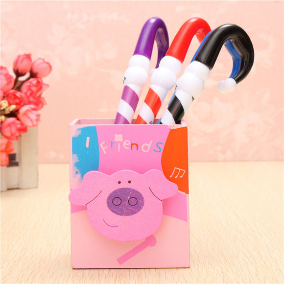 Cartoon Wooden Pen Pencil Holder Pen Container Box Office Desk Child Stationery