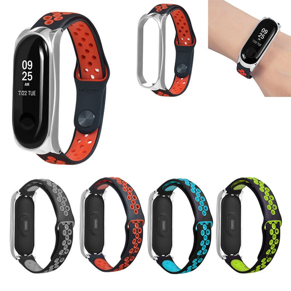 Bakeey Metal Shell Air Hole Watch Band Soft Wrist Band for Xiaomi Mi Band 3