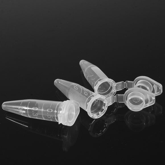 100Pcs 0.5ml Centrifuge Test Tube Vial Container Clear Plastic  with Snap Cap Scale