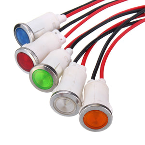 12V 12.5mm LED Indicator Pilot Dash Dashboard Panel Warning Light Lamp 5 color