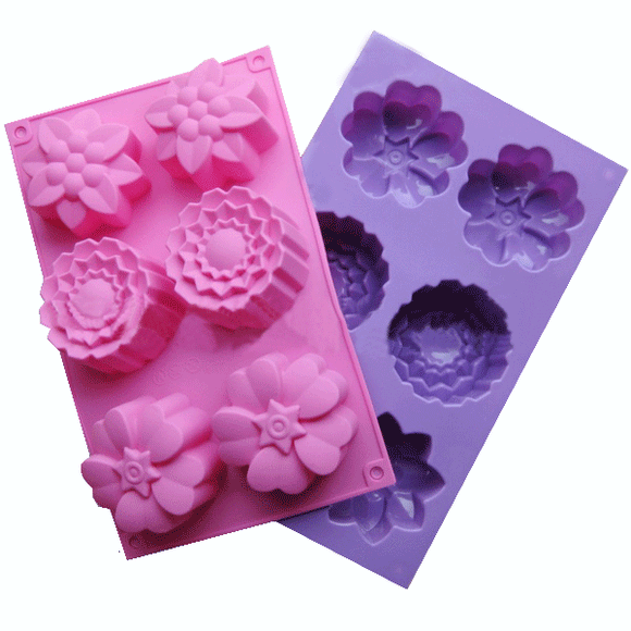 6 Flower Shape Silicone Cake Fondant Mold Mould Kitchen tool