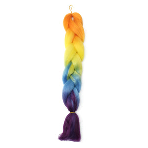 Candy Rainbow Hair Extension Transitional Ombre Twist Braiding Heat Resistant Wig