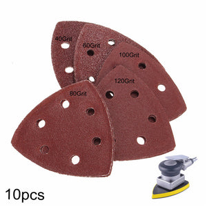 10pcs 90mm 40 60 80 100 120 Grit Sanding Sheets Triangle Sander Pads