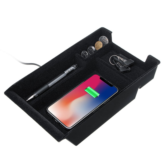 Phone Wireless Charging Car Central Armrest Console Storage Box for BMW X5/X6/F15/F16 LHD 14-18