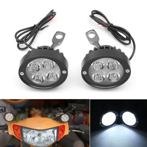 4 LED Motorcycle Mirror Mount LED Driving Fog Spot Light Spotlight Super White