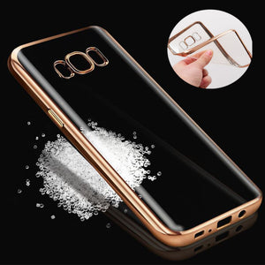 Soft TPU Plating Frame Ultra Thin Transparent Shockproof Cover Case for Samsung Galaxy S8