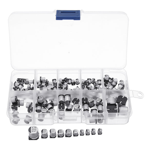 145Pcs 10 Values SMD 0.47 to 470uF Electrolytic Capacitor Assortment Kit For Electronic DIY Project