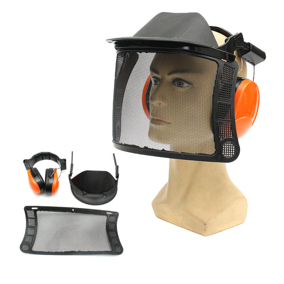 Safety Helmet Hat for Chain Saw Brush Cutter Full Face Protector Mask