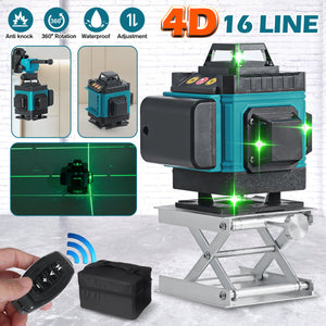 16 Line 4D 360 Horizontal Vertical Cross Green Light Laser Level Self-Leveling Measure Super Powerful Laser Beam