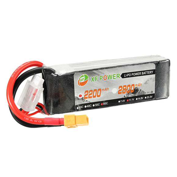 XF Power 11.1V 2200mAh 60C 3S Lipo Battery XT60 Plug