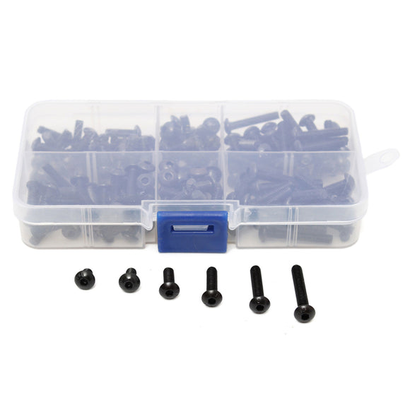 170pcs M4 Steel Hex Socket Head Cap Screw Assortment Set 6mm To 25mm Length