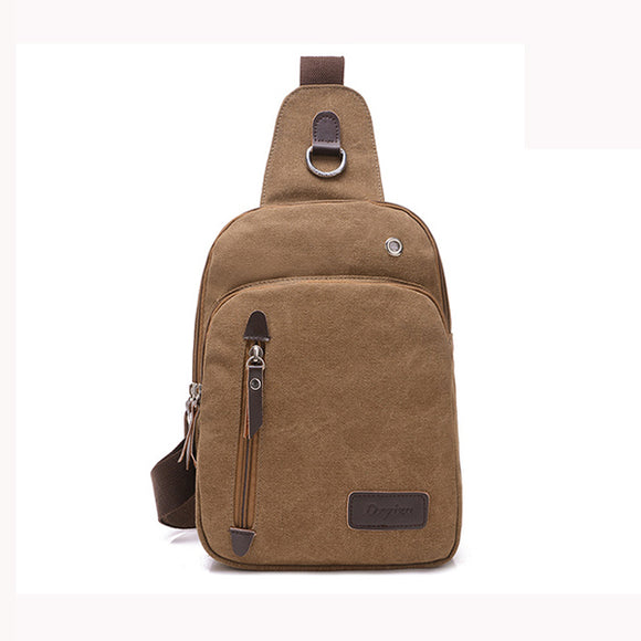 Men Canvas Chest Bag Outdoor Retro Casual Crossbody Bag