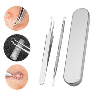 KCASA KC-MZ666 Multipurpose Blackhead Extractor Tools Kit Pimples Acne Splinter Remover Tweezers