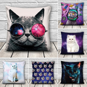 Creative 3D Galaxy Space Cats Throw Pillowcase Home Sofa Office Car Cushion Cover Gift