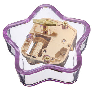 Transparent Acrylic Star Shape Music Box Tune in You Are My Sunshine for Gift