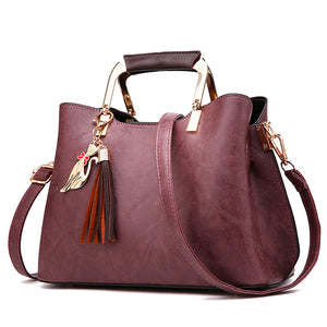 Women PU Leather Tote Bag Retro Crossbody Bag