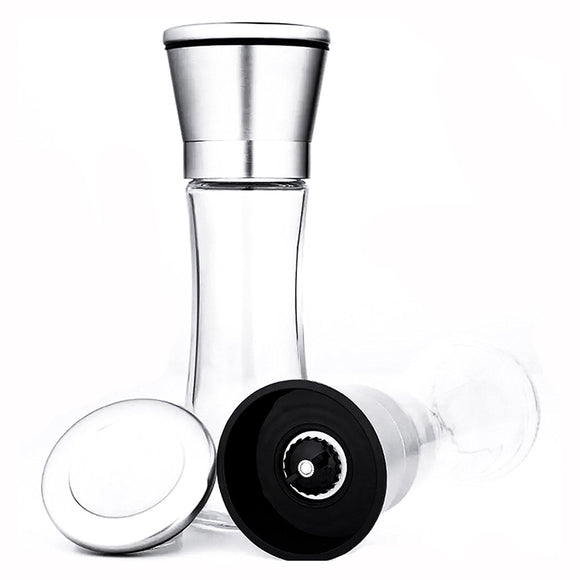 Premium Salt Pepper Grinder Mill Stainless Steel Manual Ceramic Grinders Large Tall 6 oz Refillable