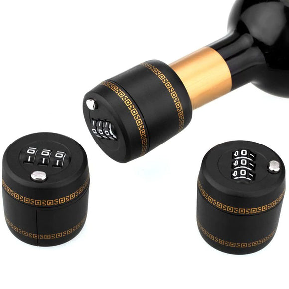 KCASA KC-SP160 Creative Wine Whiskey Bottle Top Red Wine Stopper with Password  BLACK