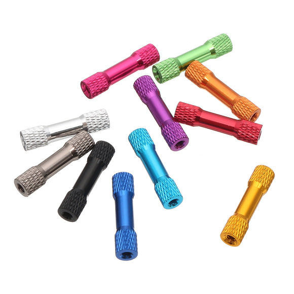 Suleve M3AR4 10Pcs M3 25mm Knurled Standoff Aluminum Alloy Multicolor