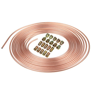 Roll Copper Steel 25 ft. 3/16 Brake Line Pipe Tubing with 20 Pcs Kit Fittings Brake Female Male Nut"