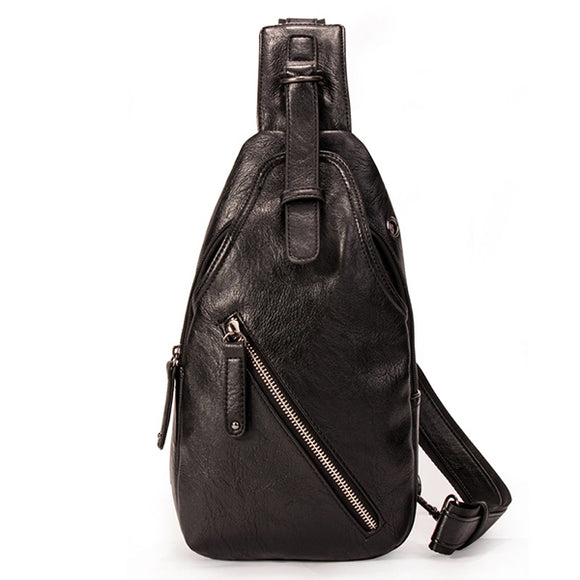 Men Vintage Pu Leather Casual Chest Bag Crossbody Bag