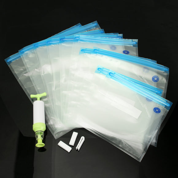 10pcs Vacuum Food Storage Bag Sealer Packaging Manual with Hand Pump