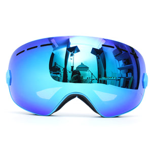 Professional Skiing Motorcycle Snowboard Ski Goggles Anti Fog UV Double Lens Blue