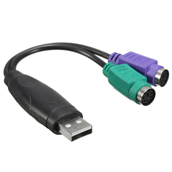 USB Male to 2 PS/2 Female Cable Adapter Cord For PC  Mac Keyboard Mouse