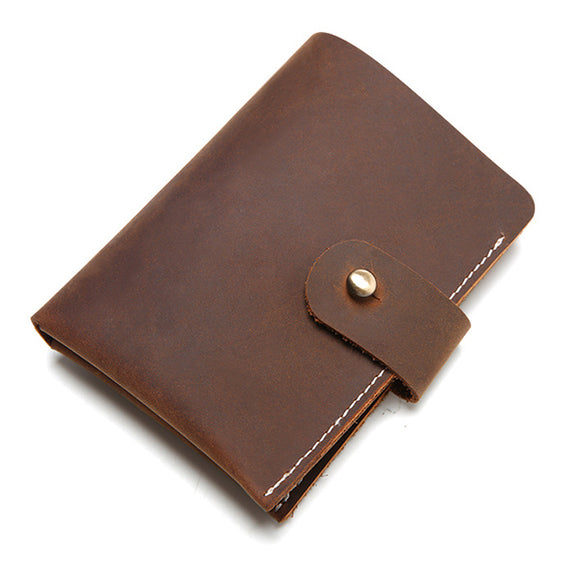 Men Handmade Leather Wallet Casual Vintage Solid Slim Wallet