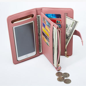 Women PU Touch-Screen Phone Bag 9 Card Slots Cluth Wallet Coin Bag for 5.5in Phones