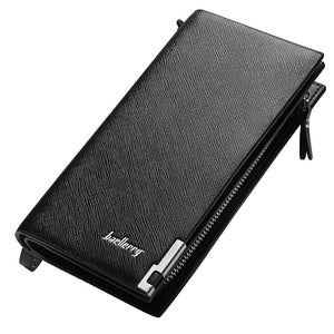 Men Checkbook Wallet Long Purse Mens Wallet Money Clip with Wrist Strap