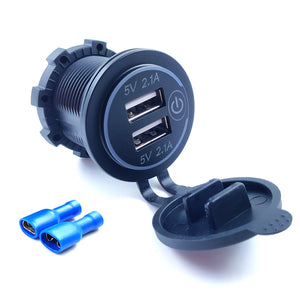 12-24V Universal 4.2A Dual USB Charger Socket Power Outlet Voltmeter for Car Boat Motorcycle Marine RV Wire Fuse DIY Kit