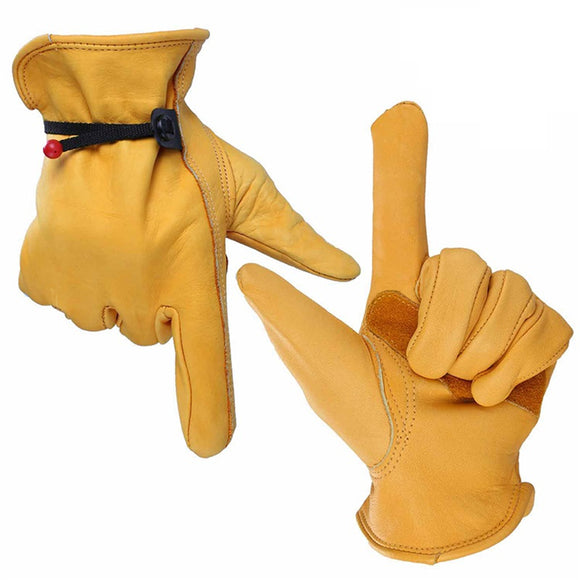 OZERO Waterproof Work Gloves Safety Garden Gloves Leather Welding Protective for Glass Handling L