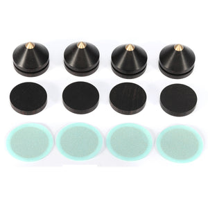 4Pcs Ebony Speaker Spike Isolation Stand Wooden Copper Tip Feet Spike with 23mm Base Pad