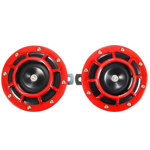 Universal Red Grille Mount Super Tone Loud 12V Compact Electric Horn Kit