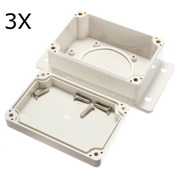 3Pcs White Plastic Waterproof Electronic Case PCB Box 100x68x50mm