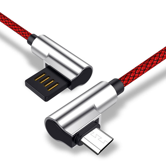 Bakeey 2.4A Reversible Double 90 Degree Micro USB Braided Fast Charging Data Cable For Phone Tablet