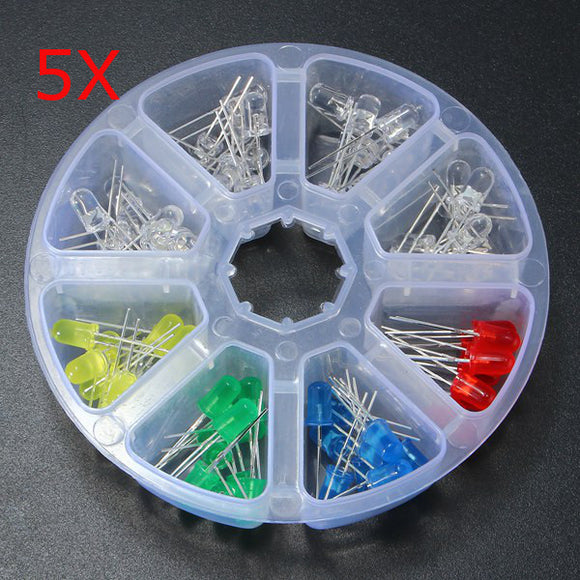 400Pcs 5mm Diodes Yellow Red Blue Green Led Light DIY Assortment Kit