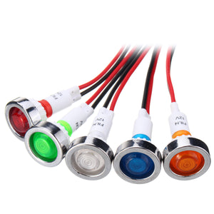 12V 10mm LED Indicator Pilot Dash Dashboard Panel Warning Light Lamp 5 Color