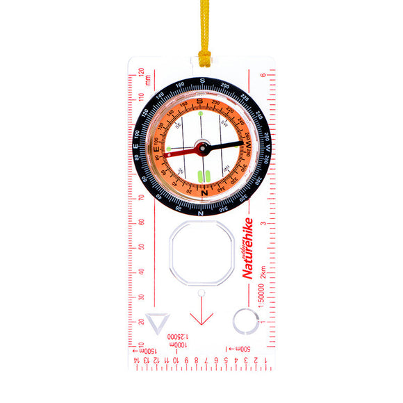 NatureHike Outdooors Hand Held Compass Light Level Camping Directional Base Plate Ruler Map Scale