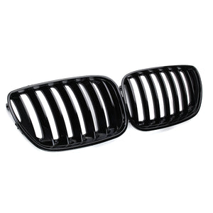 Pair Gloss Black Front Kidney Grill Grille Right Left For BMW X5 E53 2004-2006