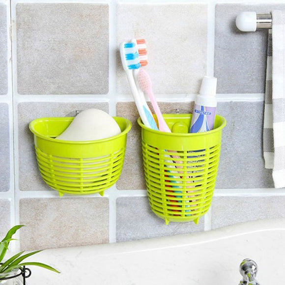 Kitchen Bathroom Sink Super Sucker Storage Basket Hanger Toothbrush Toothpaste Dishware Holder