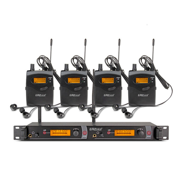 ERZhen In Ear Wireless Stage Monitor System 2 Channel 4 Bodypack Karaoke Microphone System