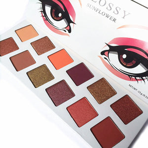 FLOSSY SUNFLOWER 12 Colors Diamond Eyeshadow Palette Bright Makeup Naked Smoky Matte