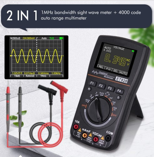 ET828 2 In 1 2 In 1 Oscilloscope Multimeter 2.4 Inch Color Screen Meter Digital Resistance Frequency Tester 1MHz 2.5Msps Meter