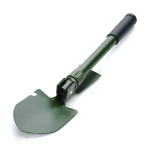 IPRee Outdoor Metal Folding Shovel with Pouch and Compass Green