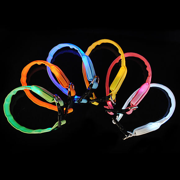 LED Dog Pet Flashing Light Up Safety Collar Multi-Color