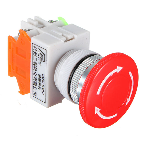 5pcs N/O N/C Emergency Stop Switch Push Button Mushroom 4 Screw Terminals