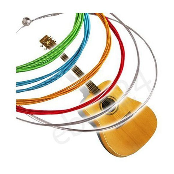 6 Rainbow Colorful Color Strings Set For Acoustic Guitar 1M