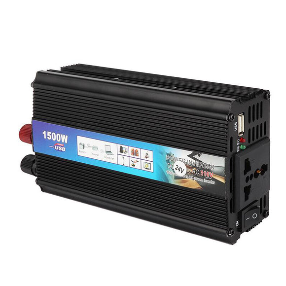 DC 12V 24V to AC 110V 220V 1500W 50Hz Black Sine Wave Auto Car Voltage Regulator Inverter